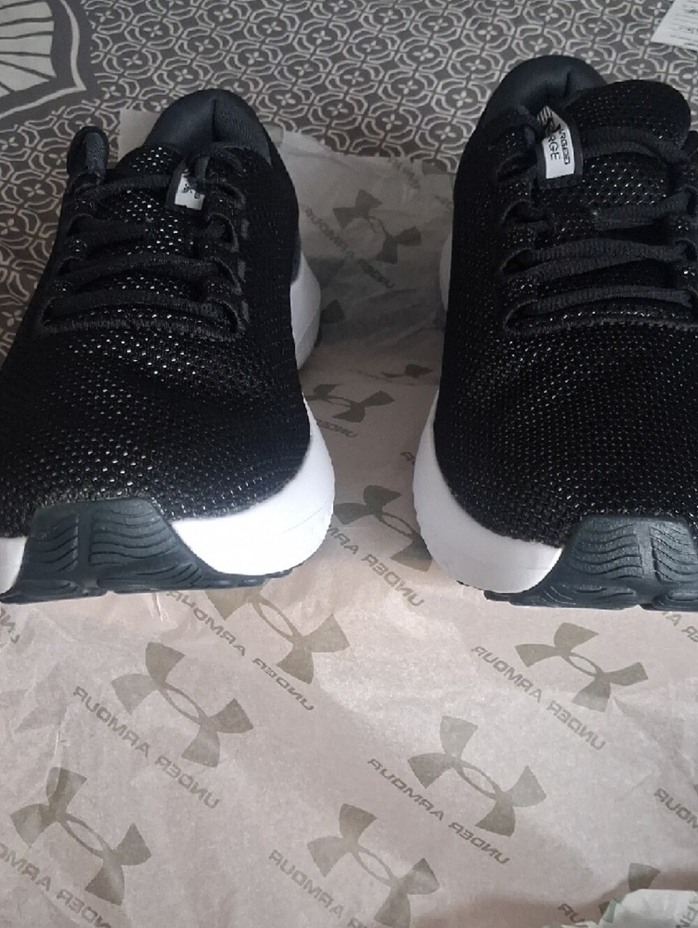NWT and In Box Under Armour "Surge Charged" Black N White Athletic Mesh Shoes - Picture 6 of 9